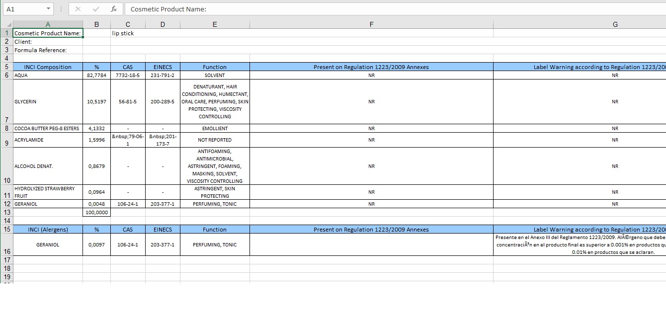 excel composition example of a mock lipstick